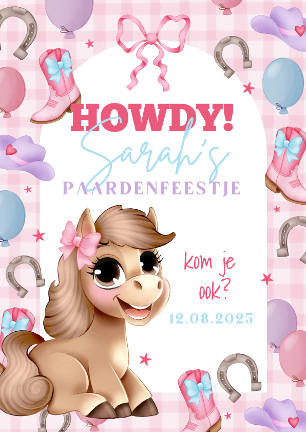 Kinderfeestje uitnodiging cowboy paardenfeestje - Kinderfeestjes Kinderfeestjes - Kinderfeestje uitnodiging cowboy paardenfeestje