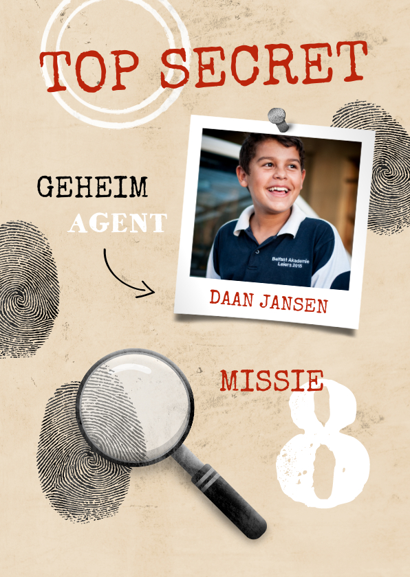 Kinderfeestje uitnodiging detective feestje top secret - Kinderfeestjes Kinderfeestjes - Kinderfeestje uitnodiging detective feestje top secret