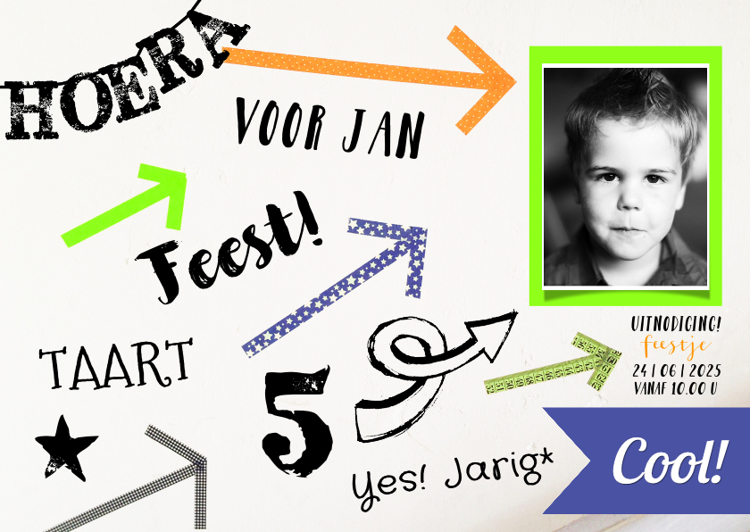 Kinderfeestje uitnodiging feest fotokaart - Kinderfeestjes Kinderfeestjes - Kinderfeestje uitnodiging feest fotokaart
