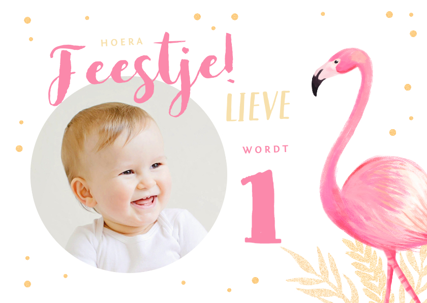 Kinderfeestjes - Kinderfeestje uitnodiging flamingo met eigen foto