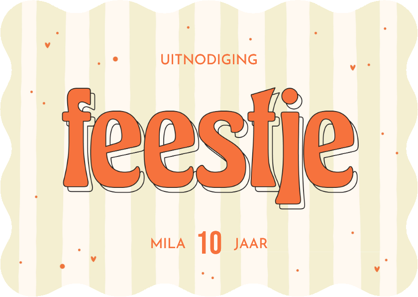Kinderfeestje uitnodiging golfvorm met groene streepjes - Kinderfeestjes Kinderfeestjes - Kinderfeestje uitnodiging golfvorm met groene streepjes