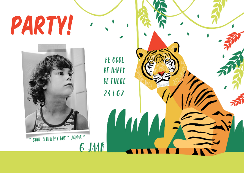 Kinderfeestje uitnodiging jungle party jongen - Kinderfeestjes Kinderfeestjes - Kinderfeestje uitnodiging jungle party jongen