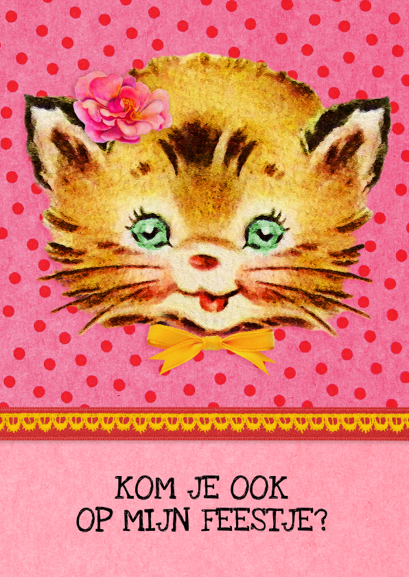 Kinderfeestje uitnodiging Kat - Kinderfeestjes Kinderfeestjes - Kinderfeestje uitnodiging Kat