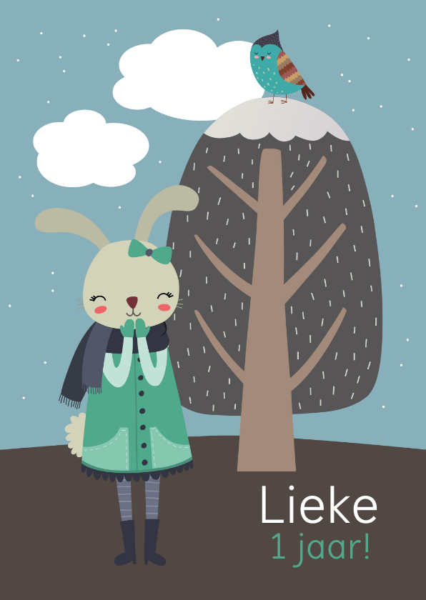 Kinderfeestje uitnodiging konijn meisje winter - Kinderfeestjes Kinderfeestjes - Kinderfeestje uitnodiging konijn meisje winter
