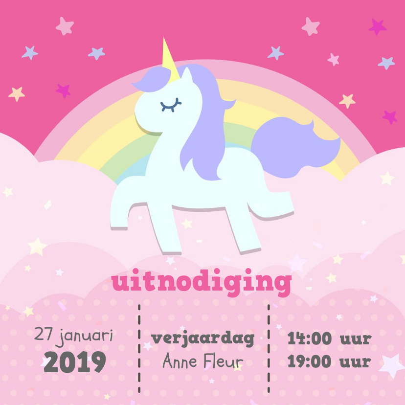 Kinderfeestje uitnodiging met eenhoorn voor paardrijden - Kinderfeestjes Kinderfeestjes - Kinderfeestje uitnodiging met eenhoorn voor paardrijden