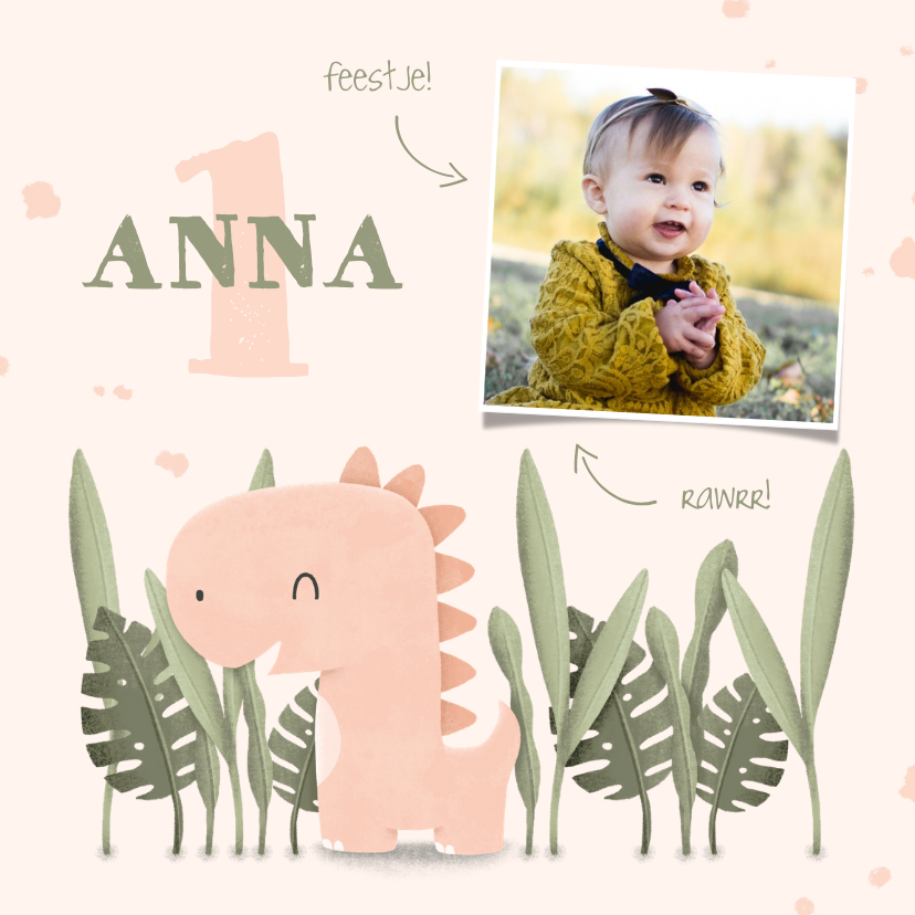 Kinderfeestje uitnodiging met foto en dinosaurus jungle - Kinderfeestjes Kinderfeestjes - Kinderfeestje uitnodiging met foto en dinosaurus jungle