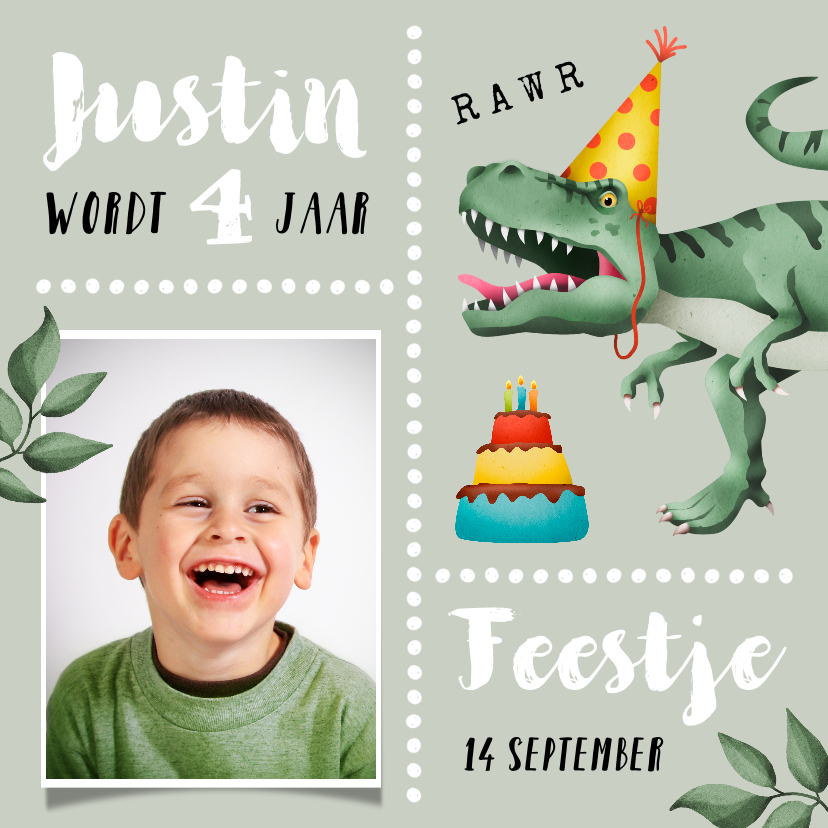 Goede Kinderfeestje uitnodiging stoer met T-rex en | Kaartje2go NX-88