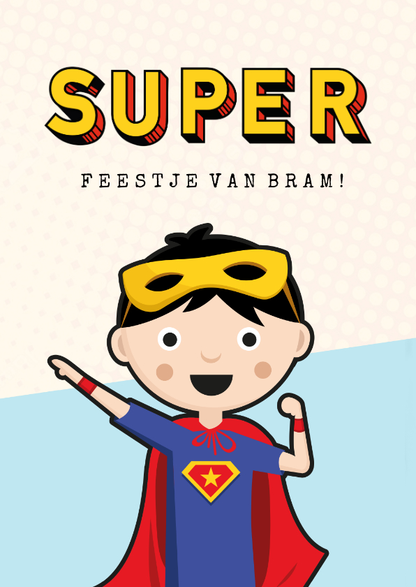 Kinderfeestjes - Kinderfeestje uitnodiging superhelden feestje jongen