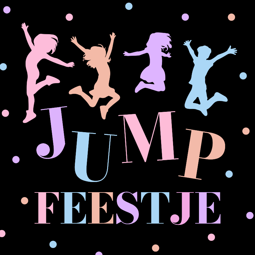 Kinderfeestje uitnodiging trampoline springen zwart - Kinderfeestjes Kinderfeestjes - Kinderfeestje uitnodiging trampoline springen zwart