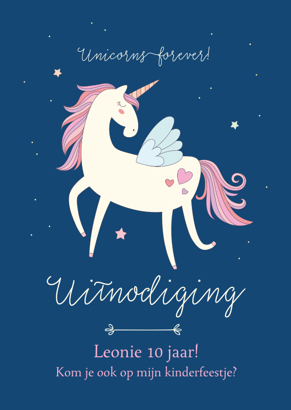 Kinderfeestje uitnodiging unicorns forever - Kinderfeestjes Kinderfeestjes - Kinderfeestje uitnodiging unicorns forever