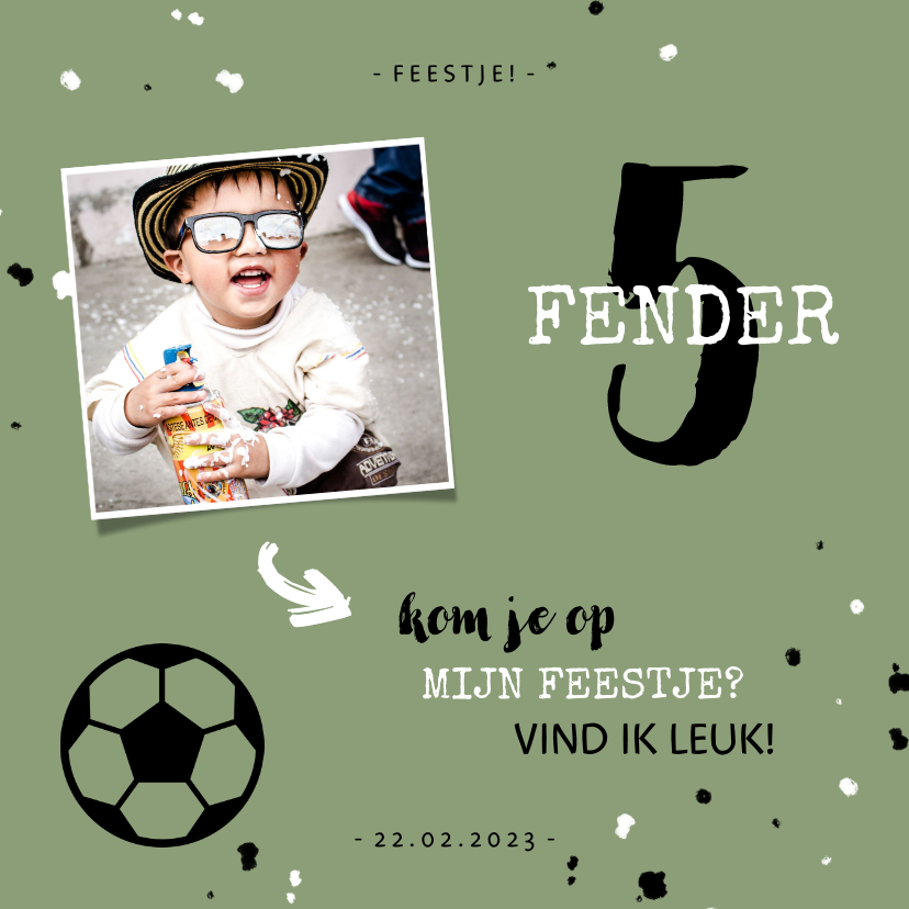 Kinderfeestje uitnodiging voetbal met foto en spetters - Kinderfeestjes Kinderfeestjes - Kinderfeestje uitnodiging voetbal met foto en spetters
