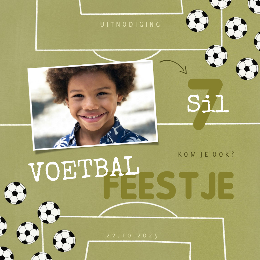 Kinderfeestjes - Kinderfeestje uitnodiging voetballen en foto