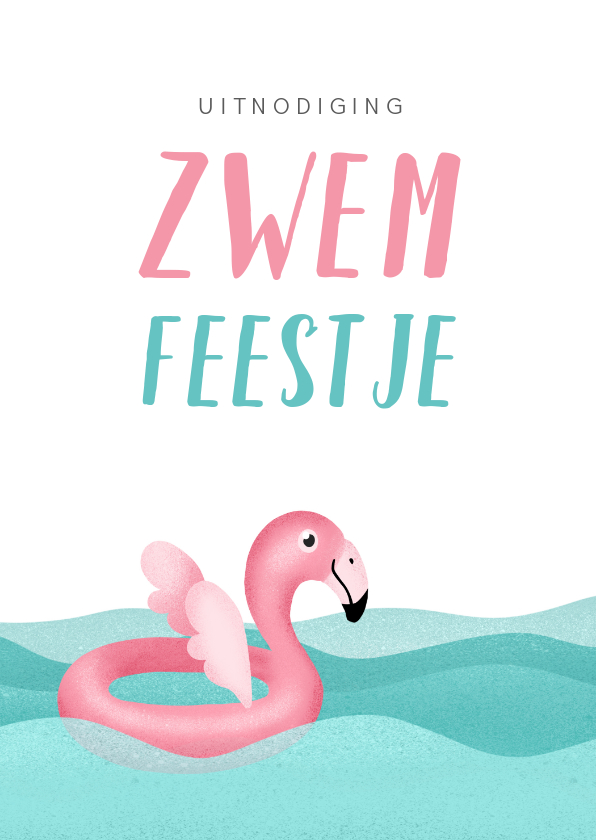 Kinderfeestje uitnodiging zwemmen flamingo water - Kinderfeestjes Kinderfeestjes - Kinderfeestje uitnodiging zwemmen flamingo water