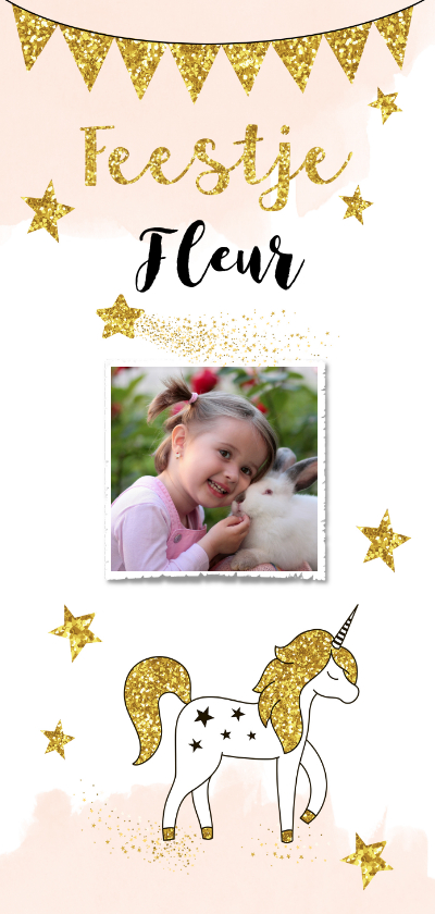 Kinderfeestjes - Kinderfeestje unicorn gouden glitter