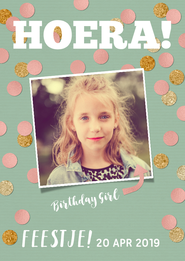 Kinderfeestjes - Kinderfeestje voor meisje met foto en confetti