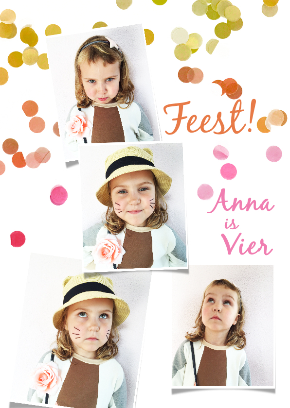 Kinderfeestje wit fotocollage confetti - Kinderfeestjes Kinderfeestjes - Kinderfeestje wit fotocollage confetti