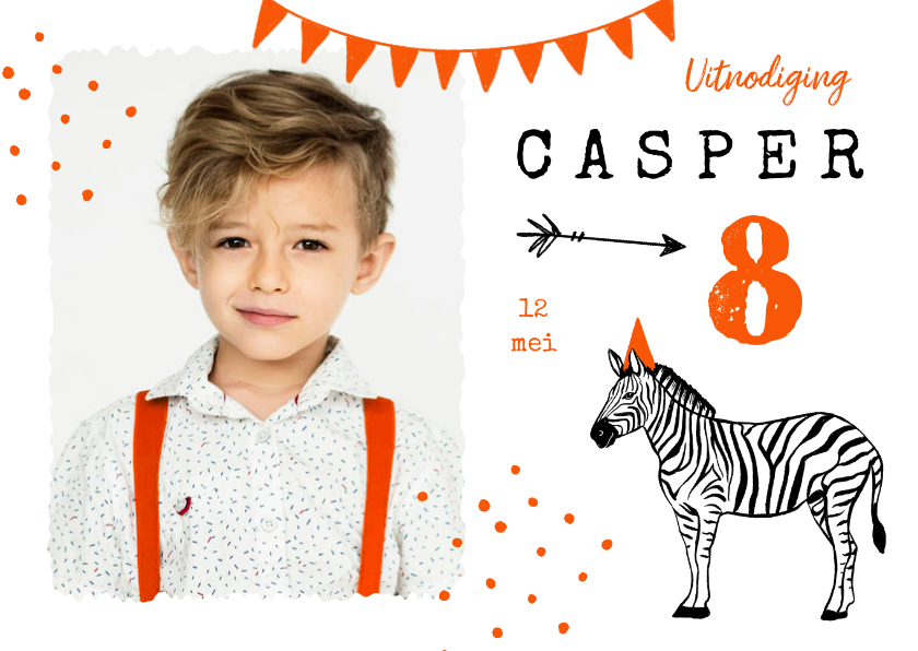 Kinderfeestje zebra oranje feest foto slingers confetti - Kinderfeestjes Kinderfeestjes - Kinderfeestje zebra oranje feest foto slingers confetti