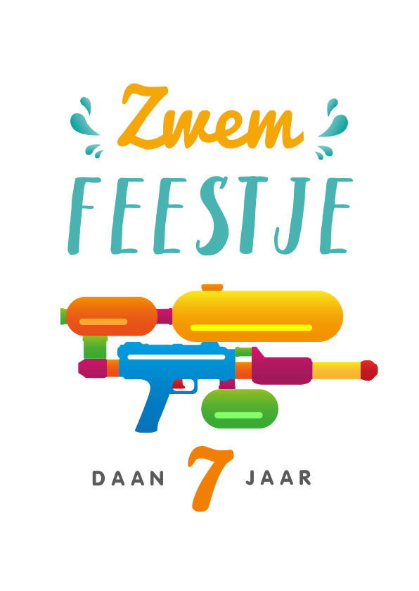 Kinderfeestje zomer zwemmen supersoaker foto uitnodiging - Kinderfeestjes Kinderfeestjes - Kinderfeestje zomer zwemmen supersoaker foto uitnodiging