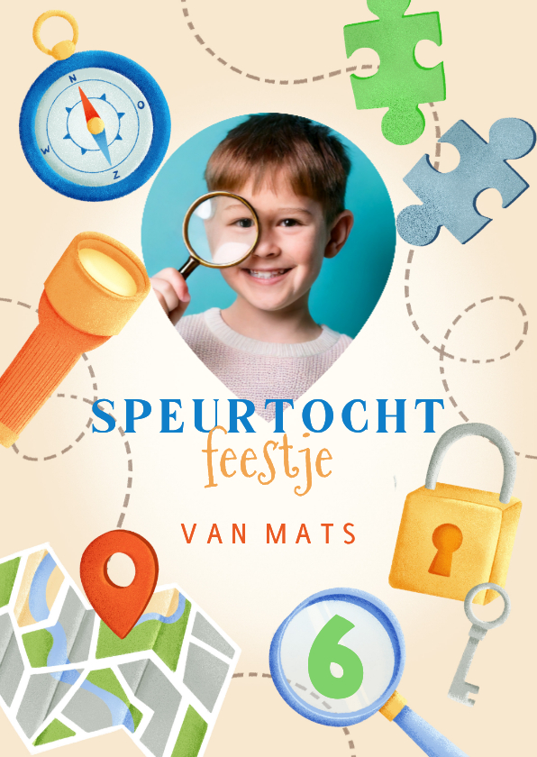 Leuke kinderfeestje kaart speurtocht feestje met foto - Kinderfeestjes Kinderfeestjes - Leuke kinderfeestje kaart speurtocht feestje met foto