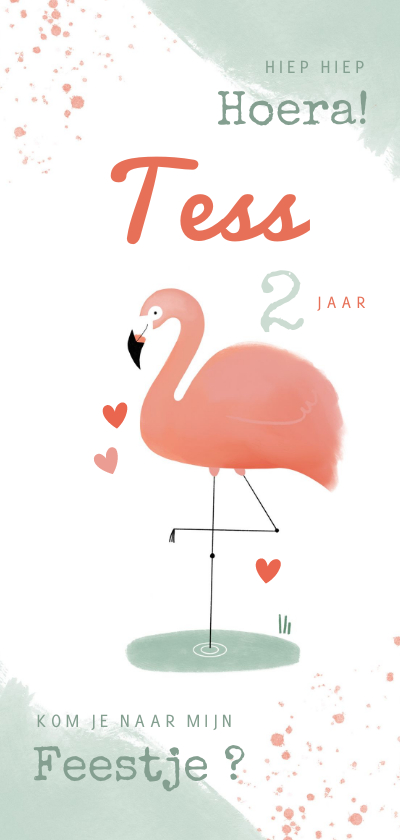 Lieve kinderfeestje uitnodiging flamingo meisje roze - Kinderfeestjes Kinderfeestjes - Lieve kinderfeestje uitnodiging flamingo meisje roze