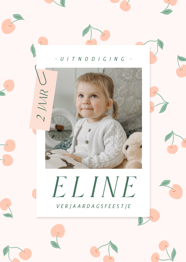 Kinderfeestjes - Lieve uitnodiging met kersjes voor kinderfeestje 
