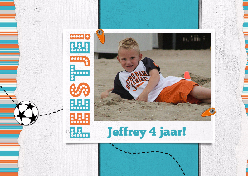 Moderne uitnodiging Voetbal en eigen foto - Kinderfeestjes Kinderfeestjes - Moderne uitnodiging Voetbal en eigen foto