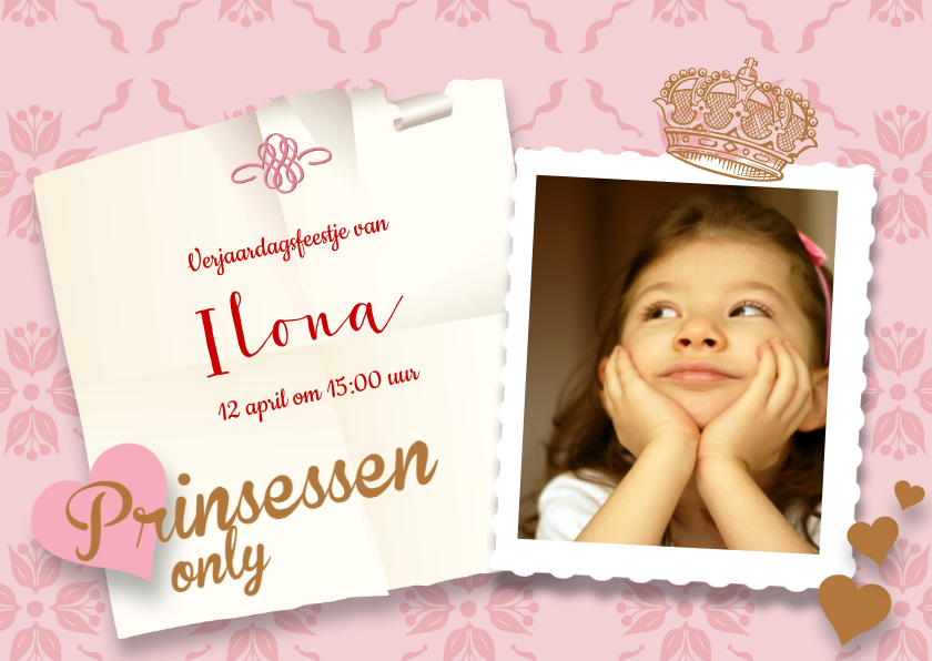 Prinses feestje uitnodiging - Kinderfeestjes Kinderfeestjes - Prinses feestje uitnodiging