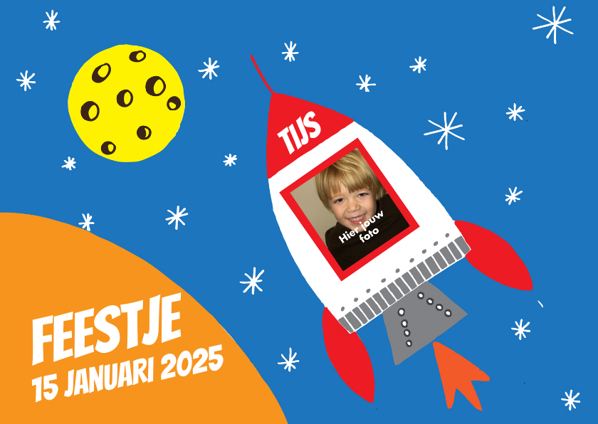 Raket uitnodiging jongen - Kinderfeestjes Kinderfeestjes - Raket uitnodiging jongen