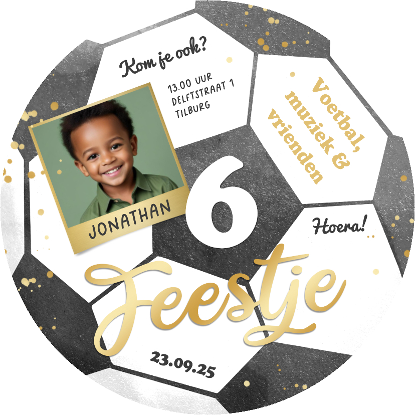 Ronde kaart voetbal kinderfeestje uitnodiging toernooi foto - Kinderfeestjes Kinderfeestjes - Ronde kaart voetbal kinderfeestje uitnodiging toernooi foto