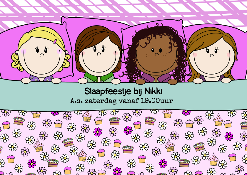 Slaapfeest meiden in een groot bed - Kinderfeestjes Kinderfeestjes - Slaapfeest meiden in een groot bed