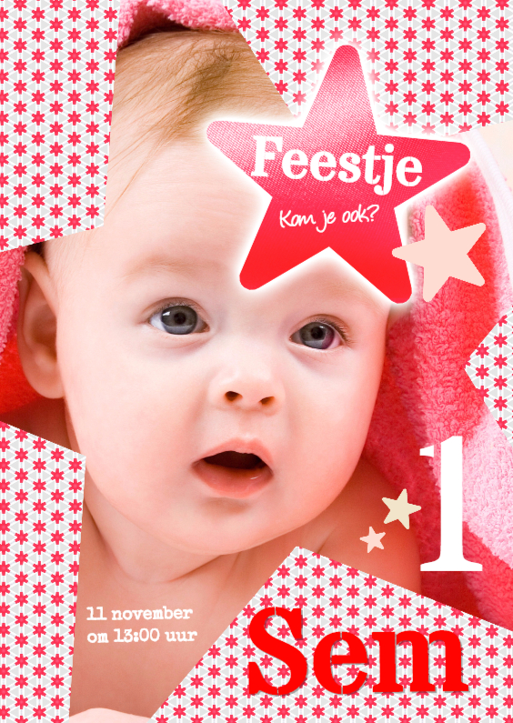 Ster uitnodiging rood - Kinderfeestjes Kinderfeestjes - Ster uitnodiging rood