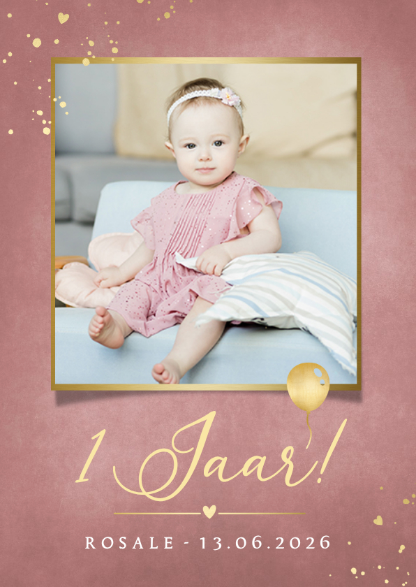 Stijlvolle uitnodiging met foto - eerste verjaardag meisje - Kinderfeestjes Kinderfeestjes - Stijlvolle uitnodiging met foto - eerste verjaardag meisje