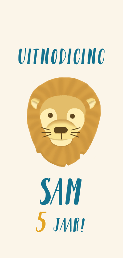 Stoere kinderfeestje kaart safari met leeuw - Kinderfeestjes Kinderfeestjes - Stoere kinderfeestje kaart safari met leeuw