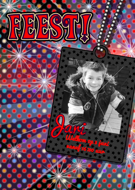 stoere uitnodiging DISCO jongens - Kinderfeestjes Kinderfeestjes - stoere uitnodiging DISCO jongens