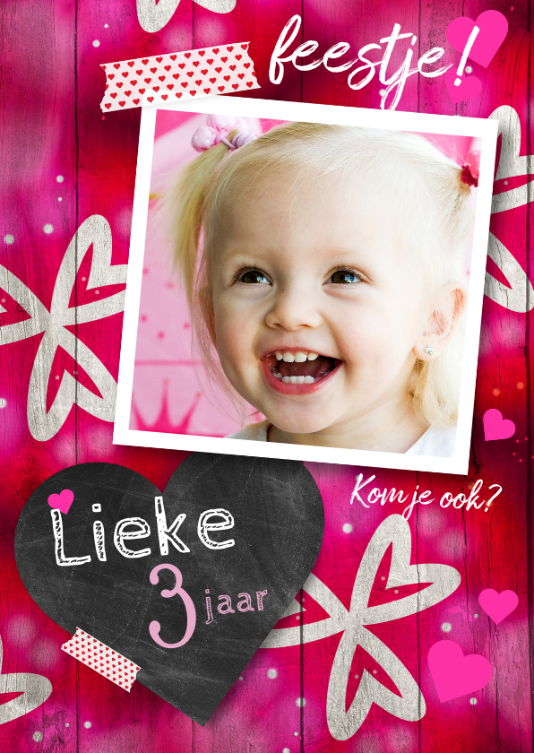 Stoere uitnodiging meisje - Kinderfeestjes Kinderfeestjes - Stoere uitnodiging meisje