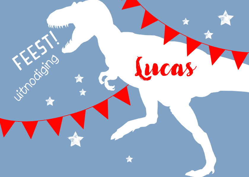Stoere uitnodiging met silhouet van dino - Kinderfeestjes Kinderfeestjes - Stoere uitnodiging met silhouet van dino