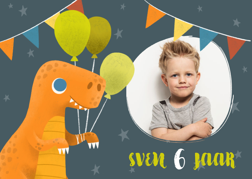 Kinderfeestjes - Stoere uitnodiging voor een kinderfeestje met dinosaurus
