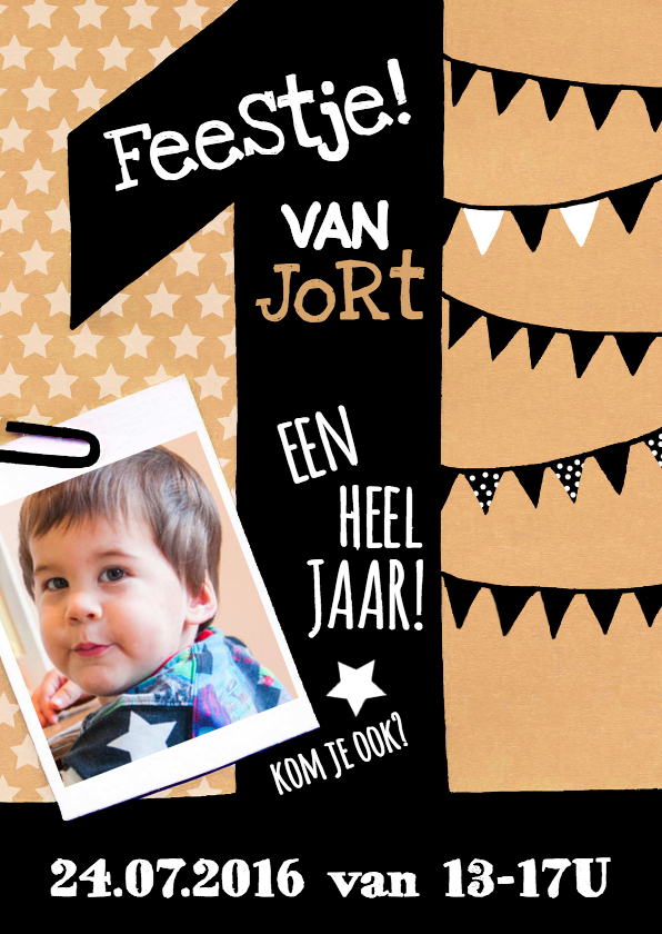 uitnodiging 1 jaar karton - Kinderfeestjes Kinderfeestjes - uitnodiging 1 jaar karton