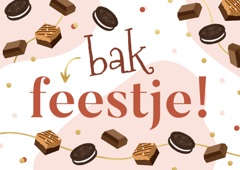 Kinderfeestjes - Uitnodiging bakfeestje brownies chocolade en confetti