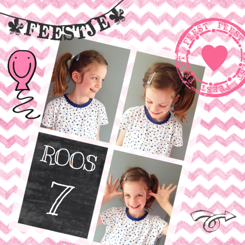Uitnodiging Collage hip vierkant - Kinderfeestjes Kinderfeestjes - Uitnodiging Collage hip vierkant
