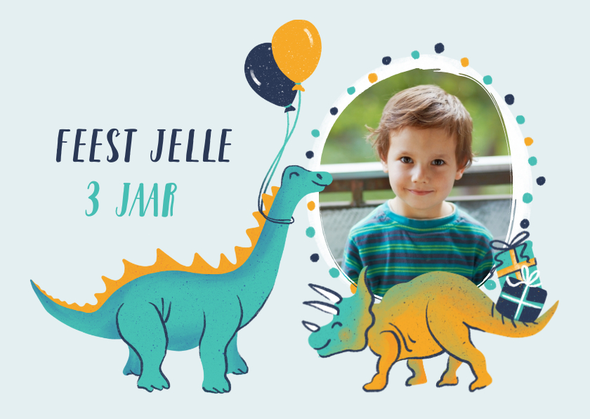 Kinderfeestjes - Uitnodiging dino's met ballonnen