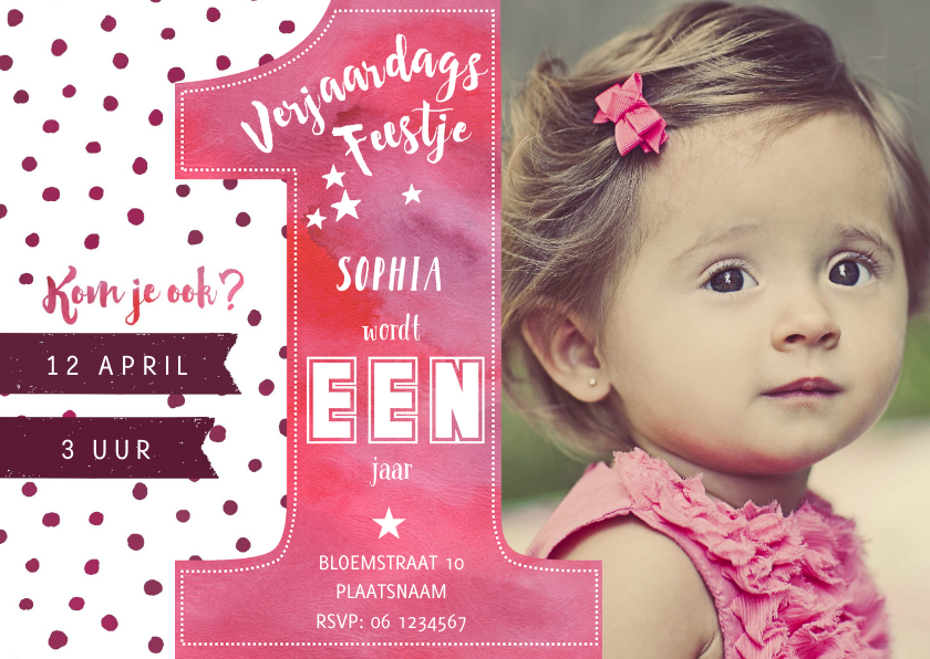 Uitnodiging EEN Jaar Feest - Kinderfeestjes Kinderfeestjes - Uitnodiging EEN Jaar Feest