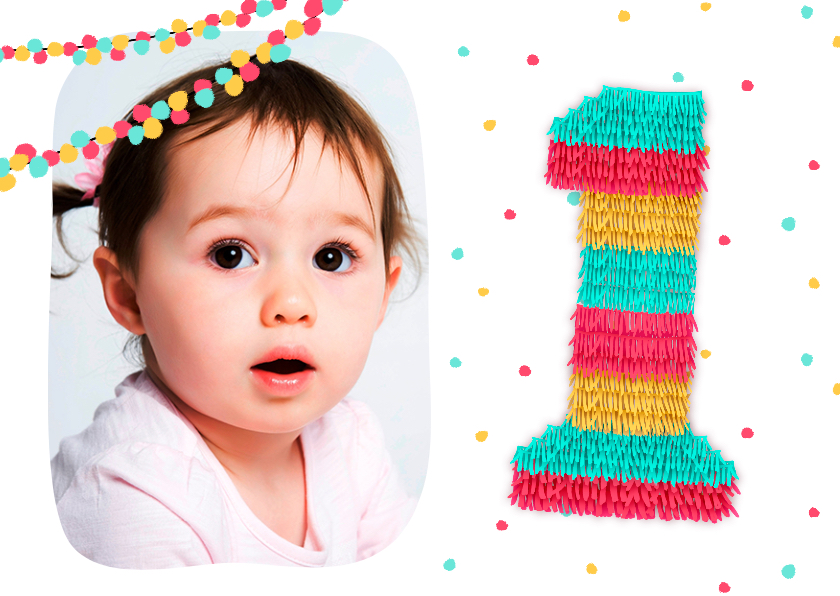 Uitnodiging eerste verjaardag piñata party - Kinderfeestjes Kinderfeestjes - Uitnodiging eerste verjaardag piñata party