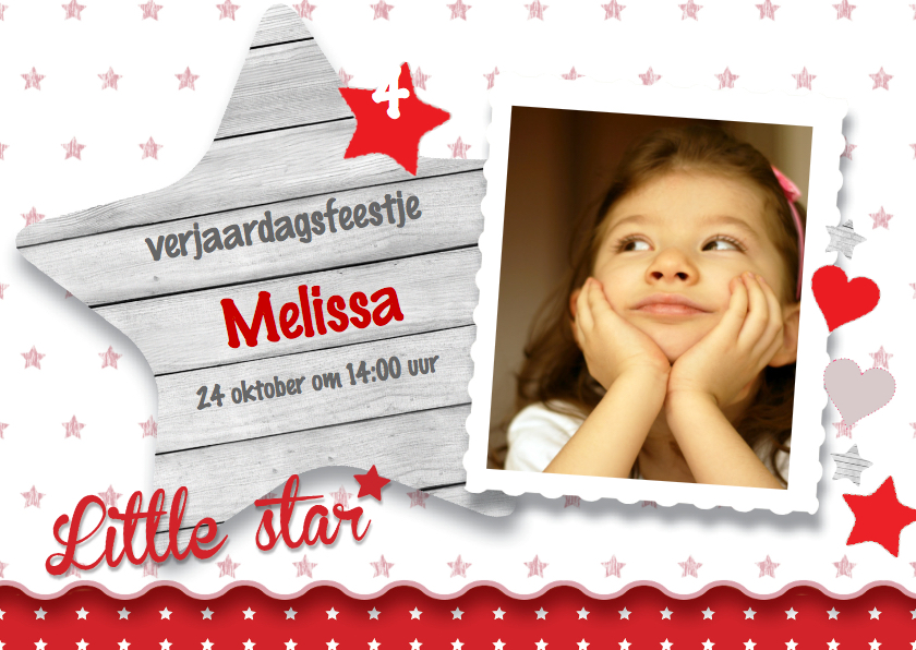 Uitnodiging feestje meisje Ster - Kinderfeestjes Kinderfeestjes - Uitnodiging feestje meisje Ster
