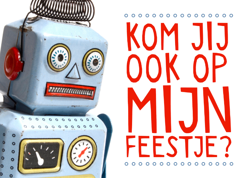 Uitnodiging feestje retro robot - Kinderfeestjes Kinderfeestjes - Uitnodiging feestje retro robot