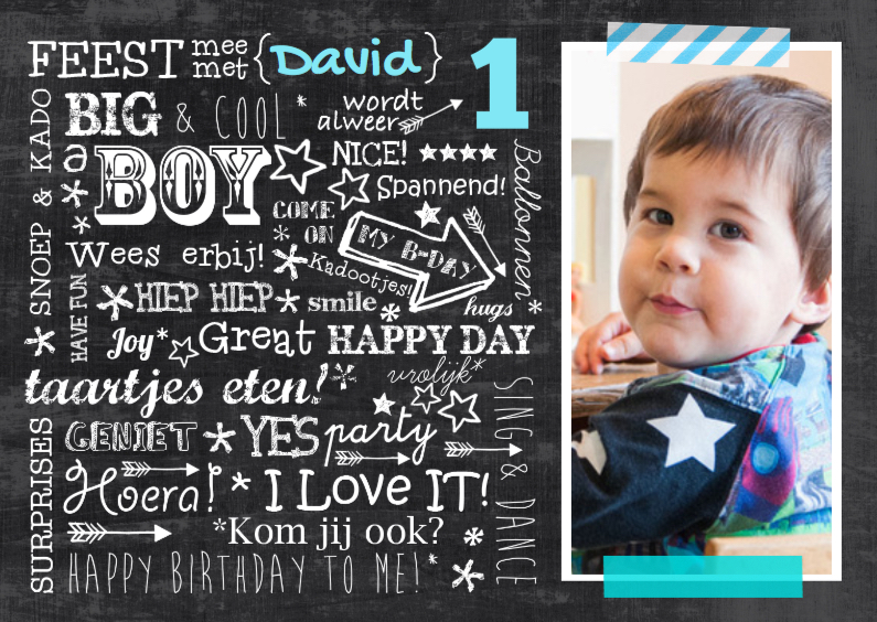 Uitnodiging handlettering David - Kinderfeestjes Kinderfeestjes - Uitnodiging handlettering David