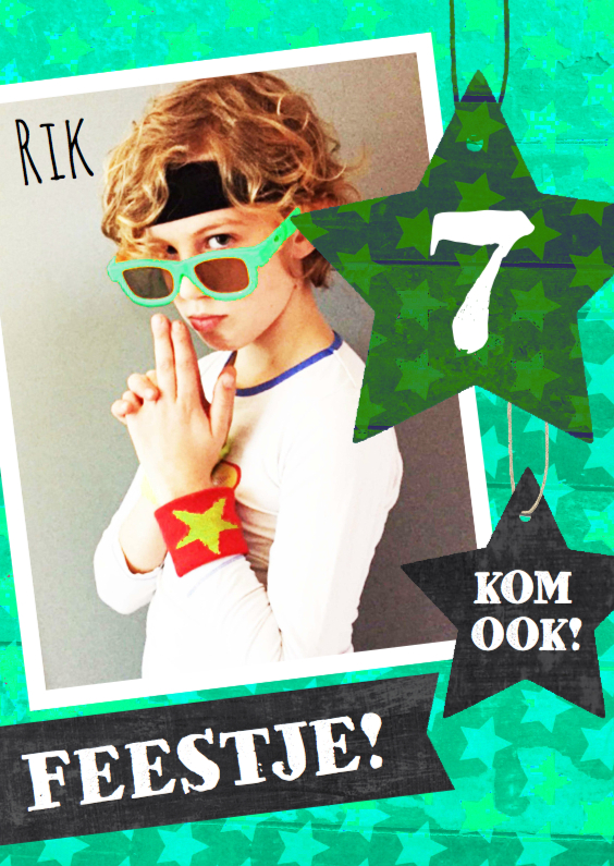 Uitnodiging hip schoolbord ster - Kinderfeestjes Kinderfeestjes - Uitnodiging hip schoolbord ster