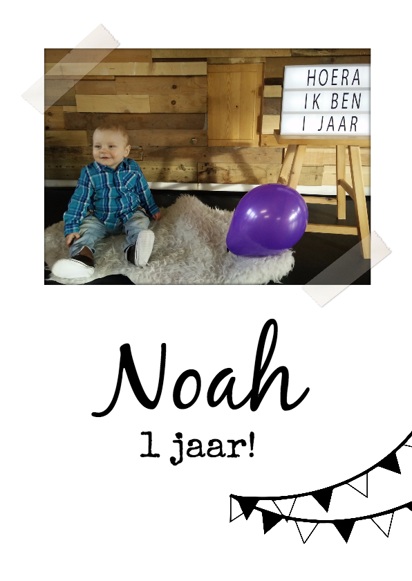Uitnodiging hoera feest 1 jaar! - Kinderfeestjes Kinderfeestjes - Uitnodiging hoera feest 1 jaar!