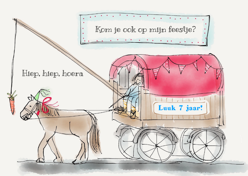 Uitnodiging Huifkar jongen - Kinderfeestjes Kinderfeestjes - Uitnodiging Huifkar jongen