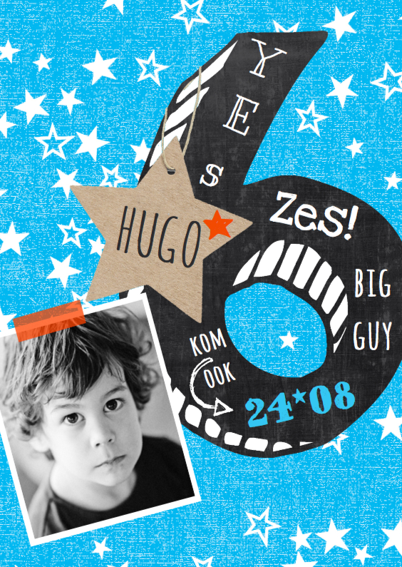 Uitnodiging jongen 6 krijtbord - Kinderfeestjes Kinderfeestjes - Uitnodiging jongen 6 krijtbord